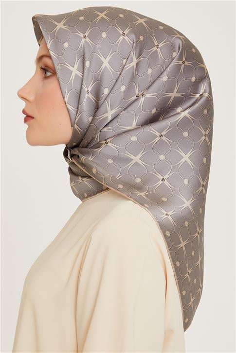 Armine Monogram Desenli Twill Saf İpek Eşarp 9207D 50