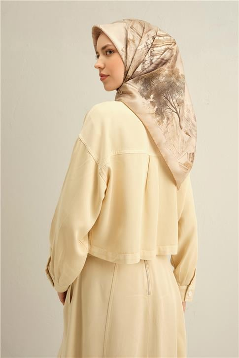 Armine Obje Desenli Saf İpek Sura Eşarp 9326D 56