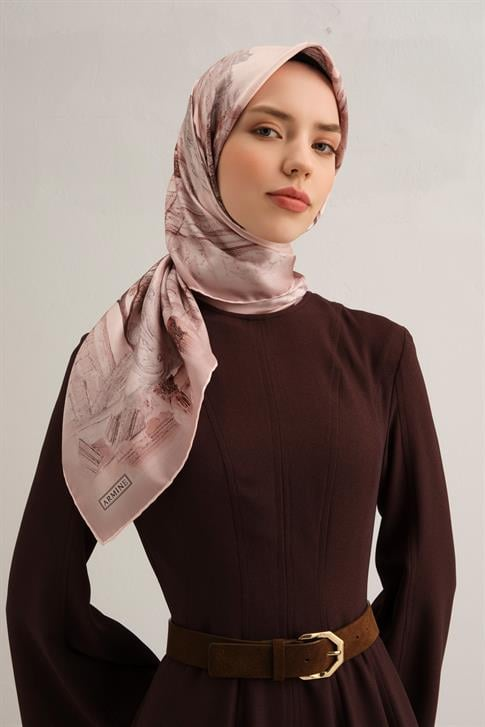 Armine Obje Desenli Saf İpek Twill Eşarp 9326D 32