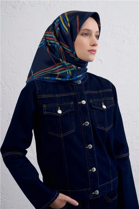 Armine Obje Desenli Saf İpek Twill Eşarp 9407D 51