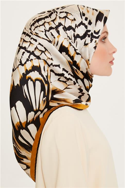 Armine Obje Desenli Twill Saf İpek Eşarp 9256D 31