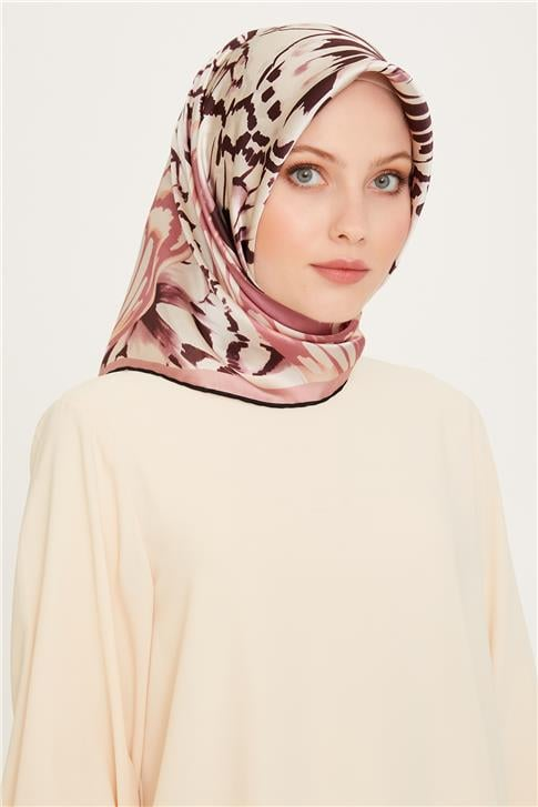 Armine Obje Desenli Twill Saf İpek Eşarp 9256D 35