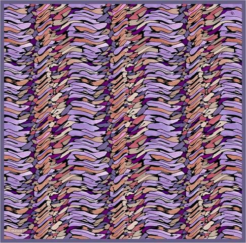 Armine Soyut Desenli Saf İpek Twill Eşarp 9335D 06