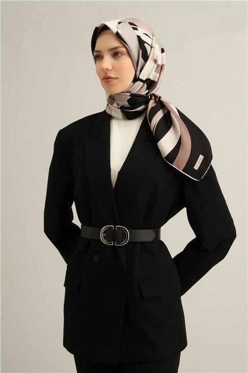 Armine Soyut Desenli Saf İpek Twill Eşarp 9328D 85