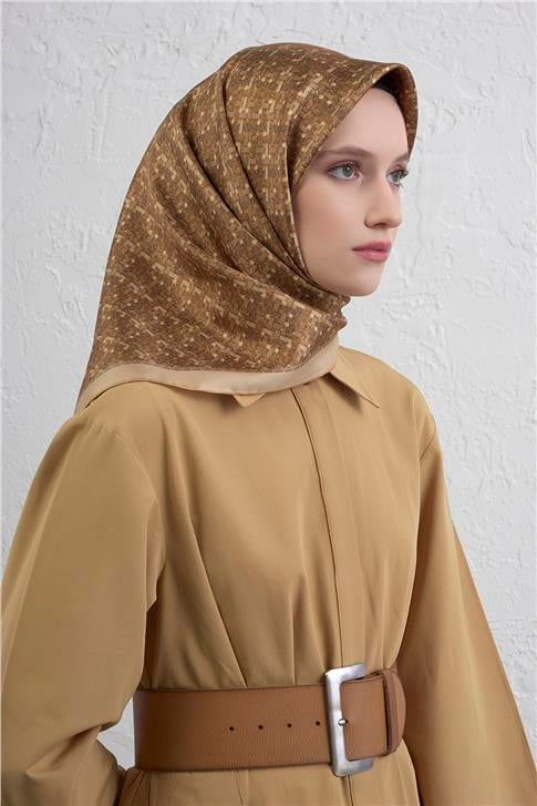 Armine Soyut Desenli Saf İpek Twill Eşarp 9405D 06