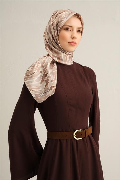 Armine Soyut Desenli Saf İpek Twill Eşarp 9335D 88