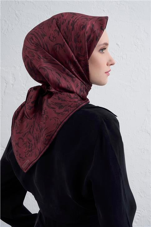 Armine Soyut Desenli Saf İpek Twill Eşarp 9431D 01