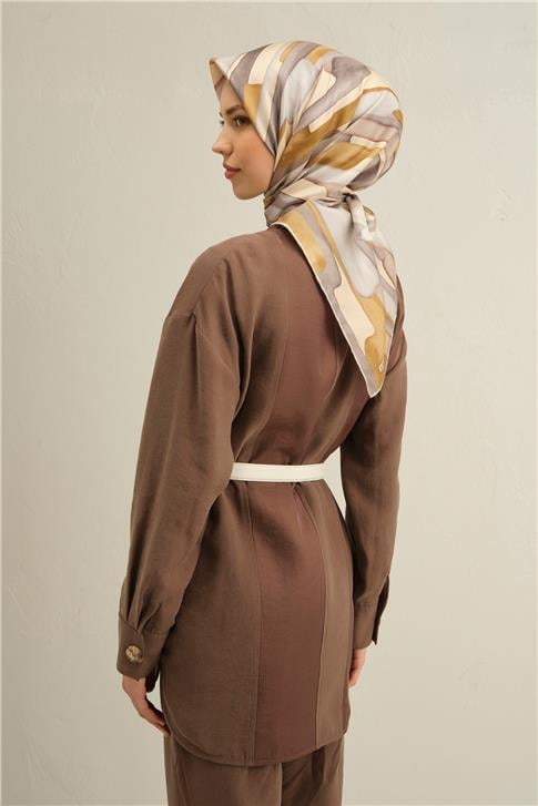 Armine Soyut Desenli Saf İpek Twill Eşarp 9306D 32