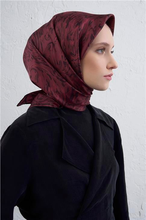 Armine Soyut Desenli Saf İpek Twill Eşarp 9431D 01