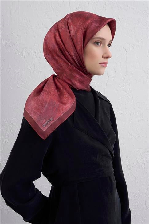 Armine Soyut Desenli Saf İpek Twill Eşarp 9433D 05