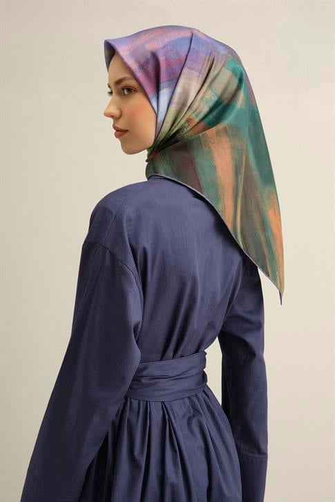 Armine Soyut Desenli Saf İpek Twill Eşarp 9308D 06