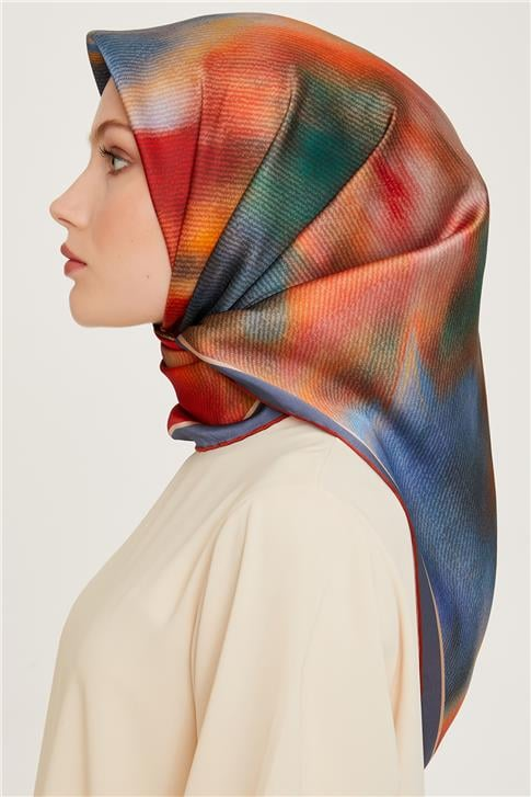 Armine Soyut Desenli Sura Saf İpek Eşarp 9233D 80