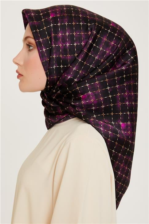 Armine Soyut Desenli Twill Saf İpek Eşarp 9259D 01 32