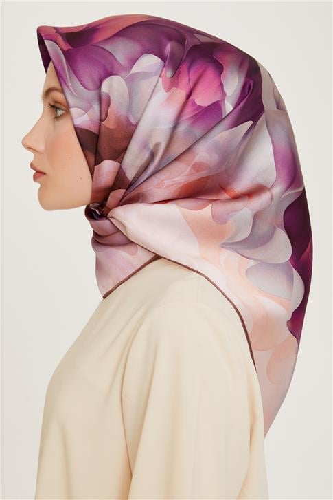 Armine Soyut Desenli Twill Saf İpek Eşarp 9244D 15
