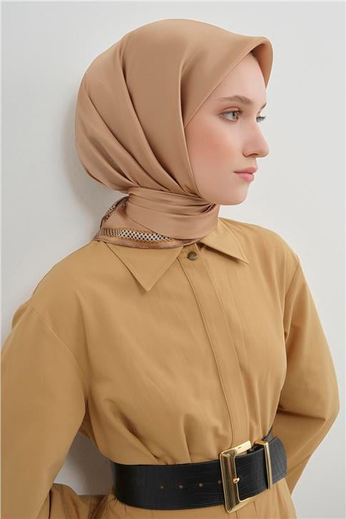 Armine Su Yolu Desenli Saf İpek Twill Eşarp 9444D 32