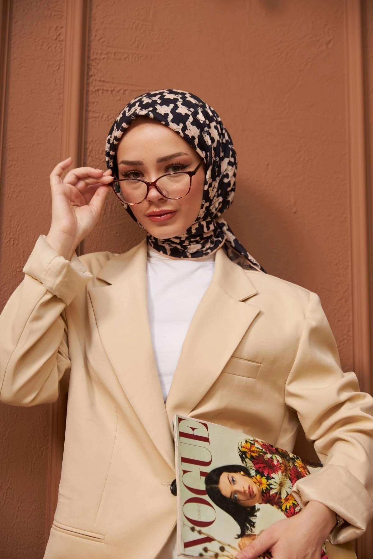 Aura Kazayağı Soft Eşarp Siyah Pembe 1155-12