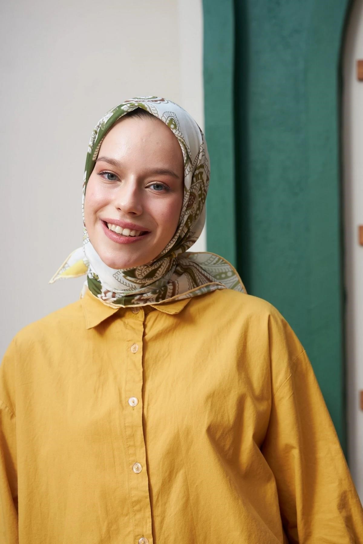Azalea Sarı Pamuk Viskon Eşarp