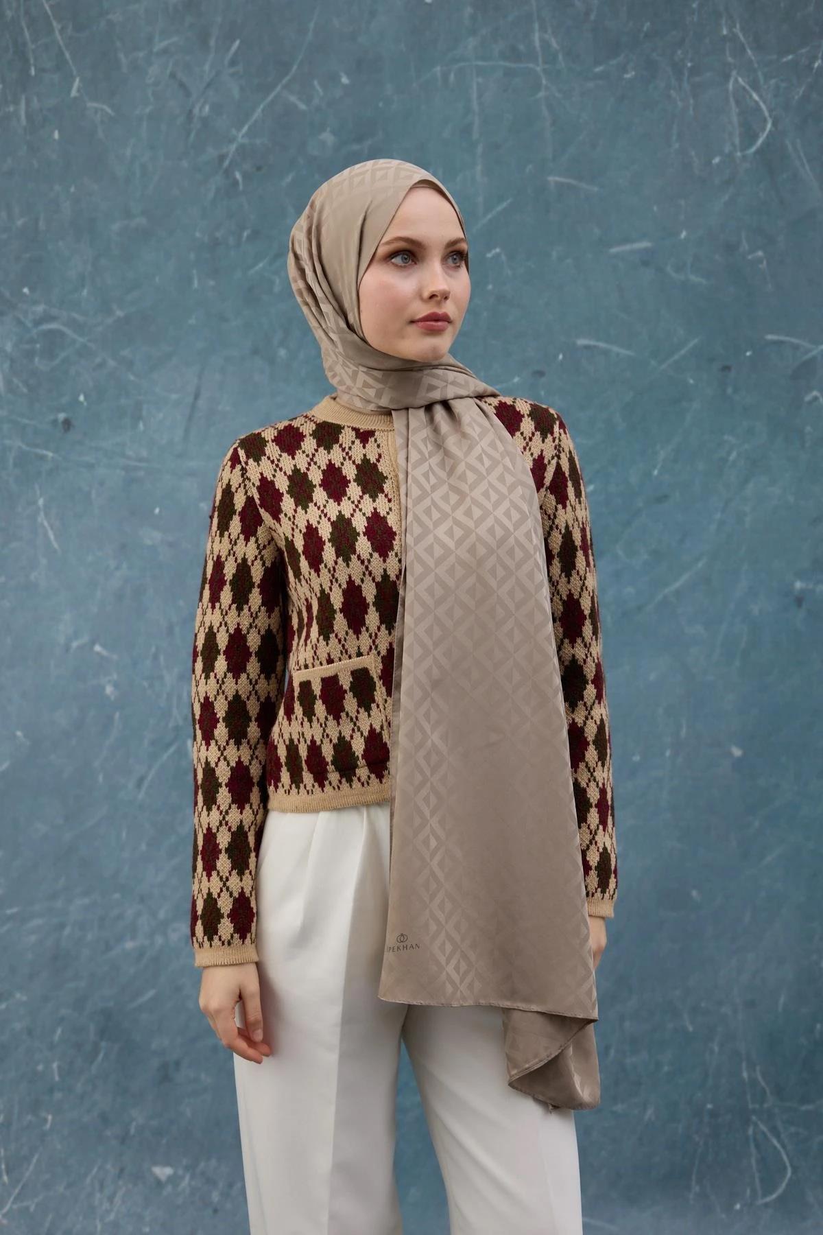 Fall Winter İpeksi Jakar Şal Camel 9019-29