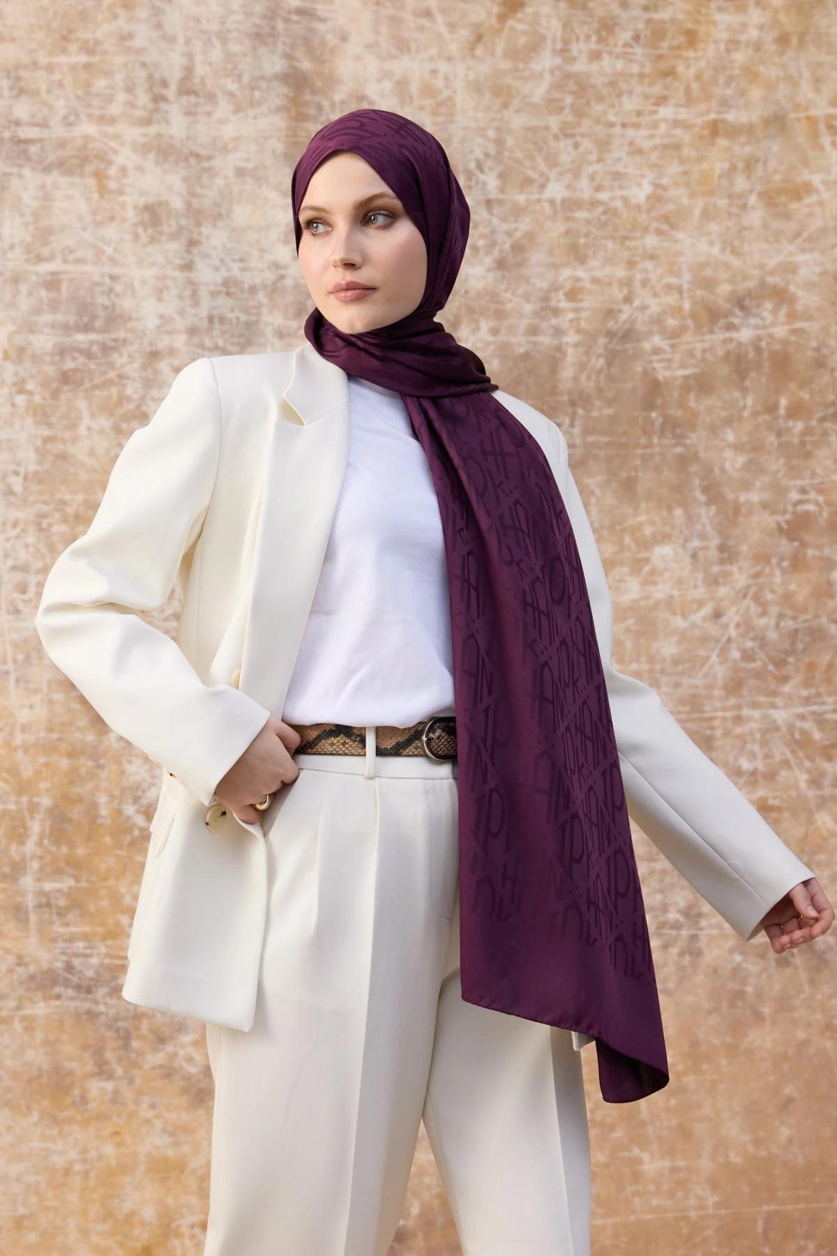 Fall Winter İpeksi Jakar Şal Mürdüm 9020-11