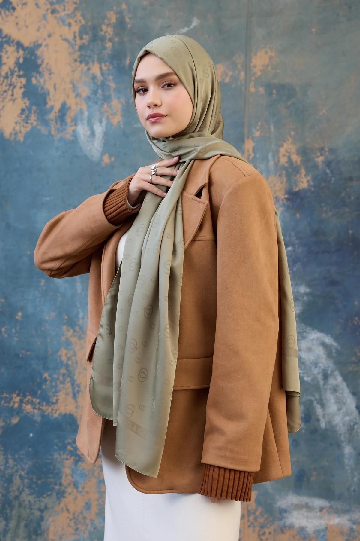 Fall Winter İpeksi Jakar Şal Yeşil 9018-22
