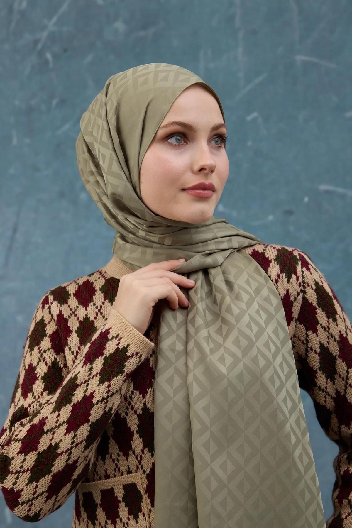 Fall Winter İpeksi Jakar Şal Yeşil 9019-22