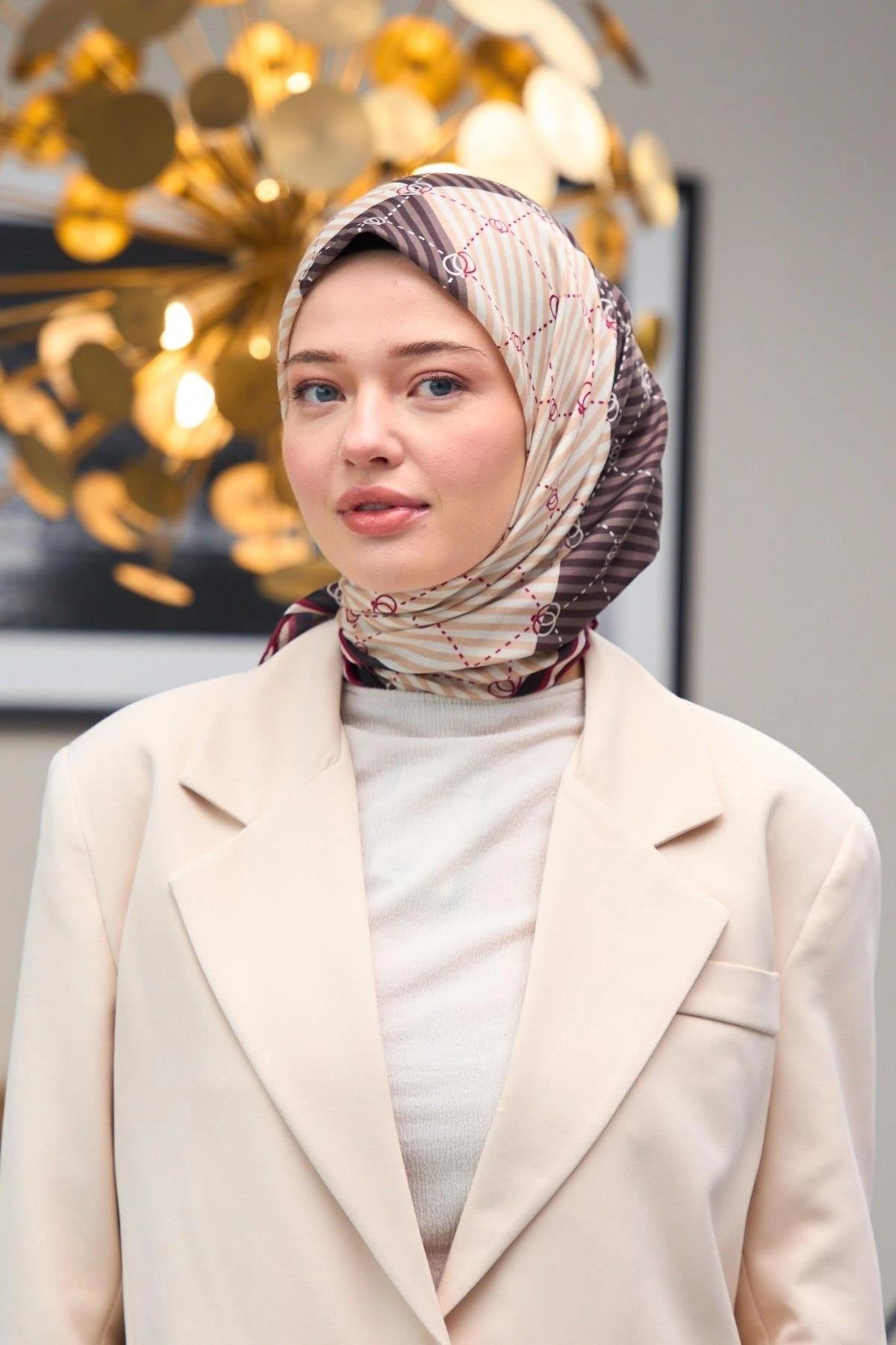 Harmony Collection Soft Eşarp Kahve Krem 1176-09