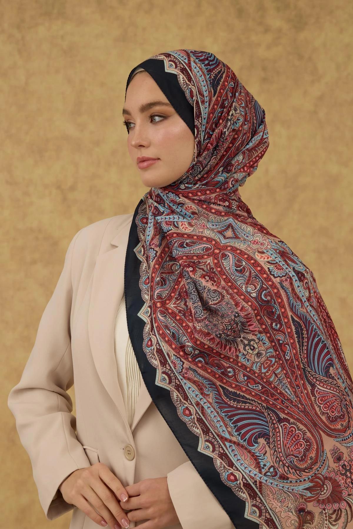 İpekhan Soft Şal Lacivert Somon 3052-10