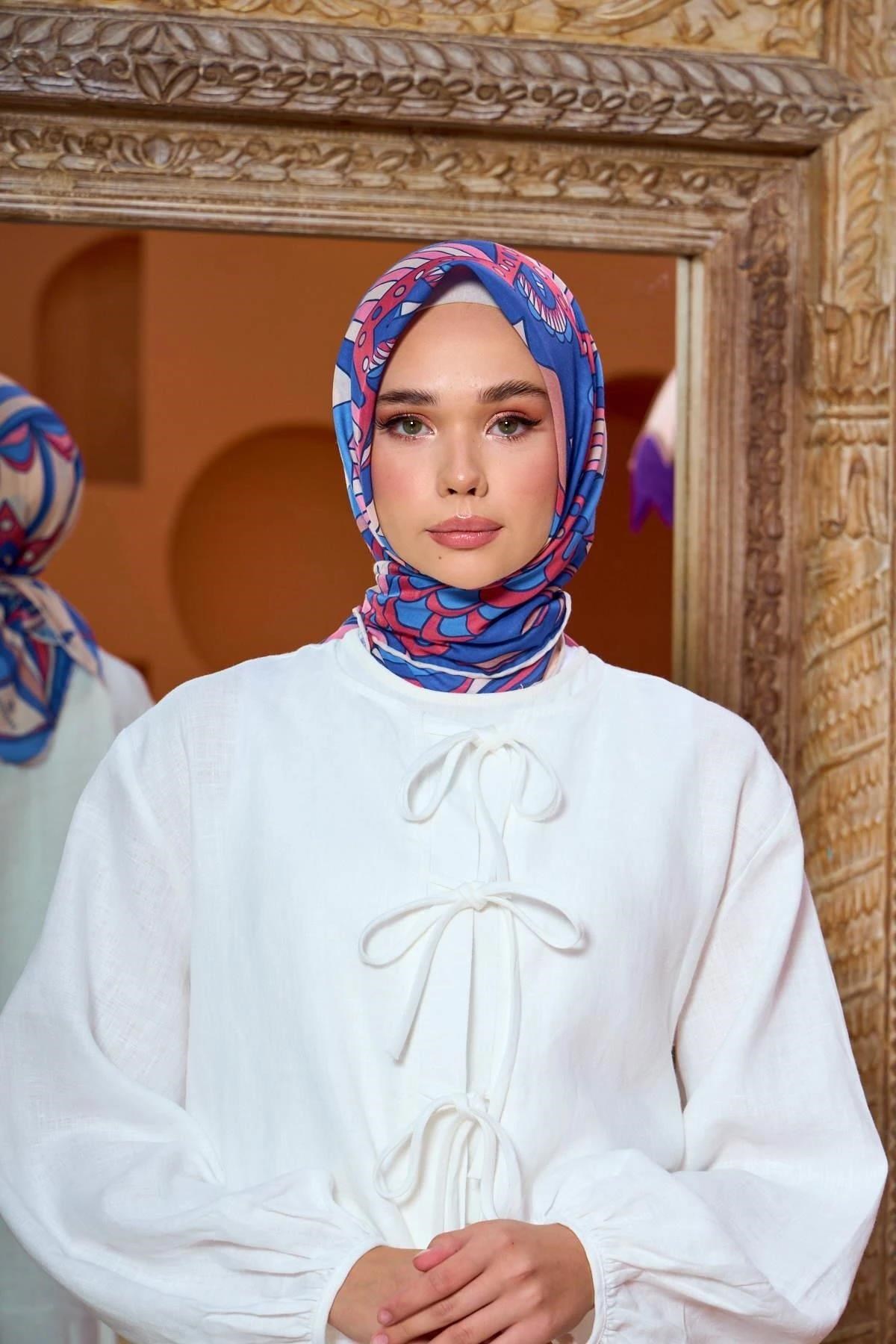 Marrakech Koleksiyon Soft Eşarp Mavi Vizon 1202-01