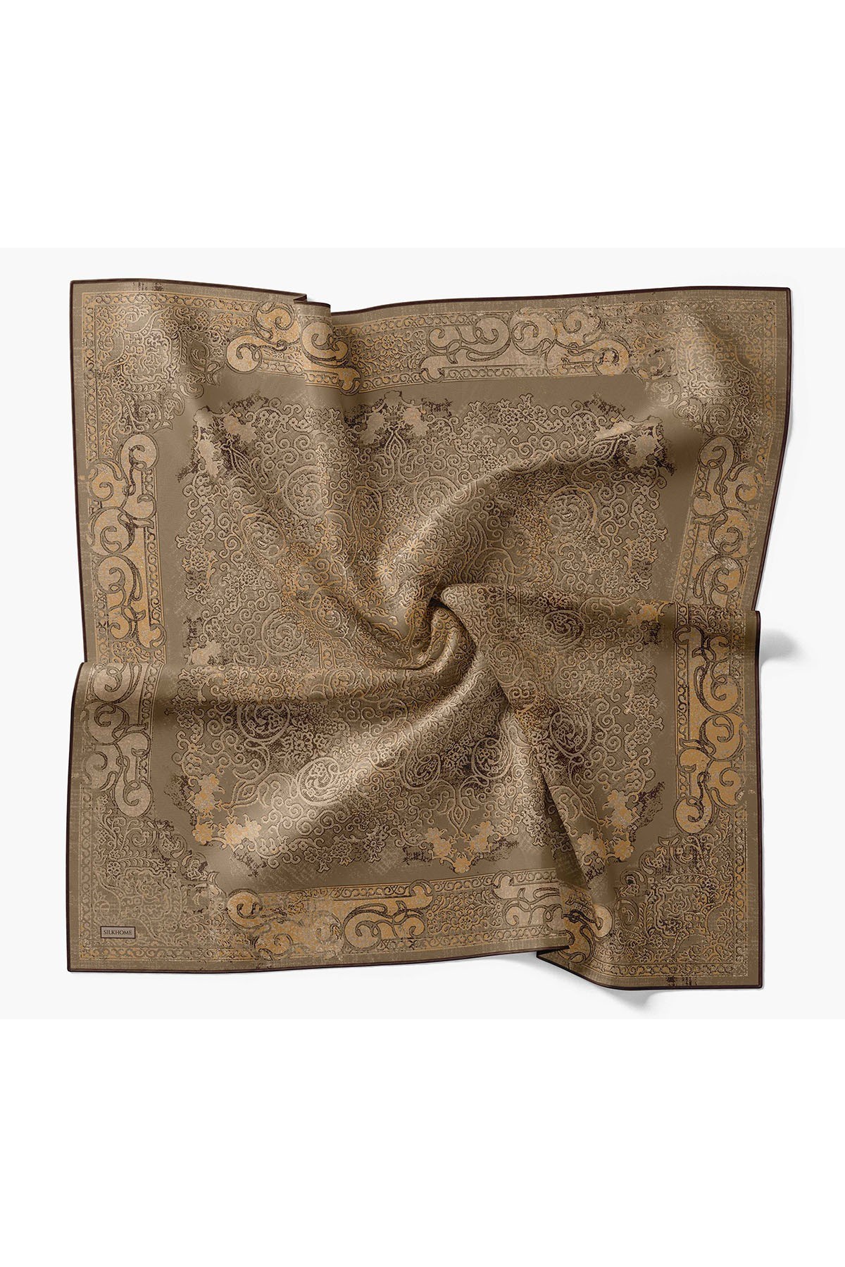 Monare Eşarp Etnik Motif Yeşil Kahve 90x90