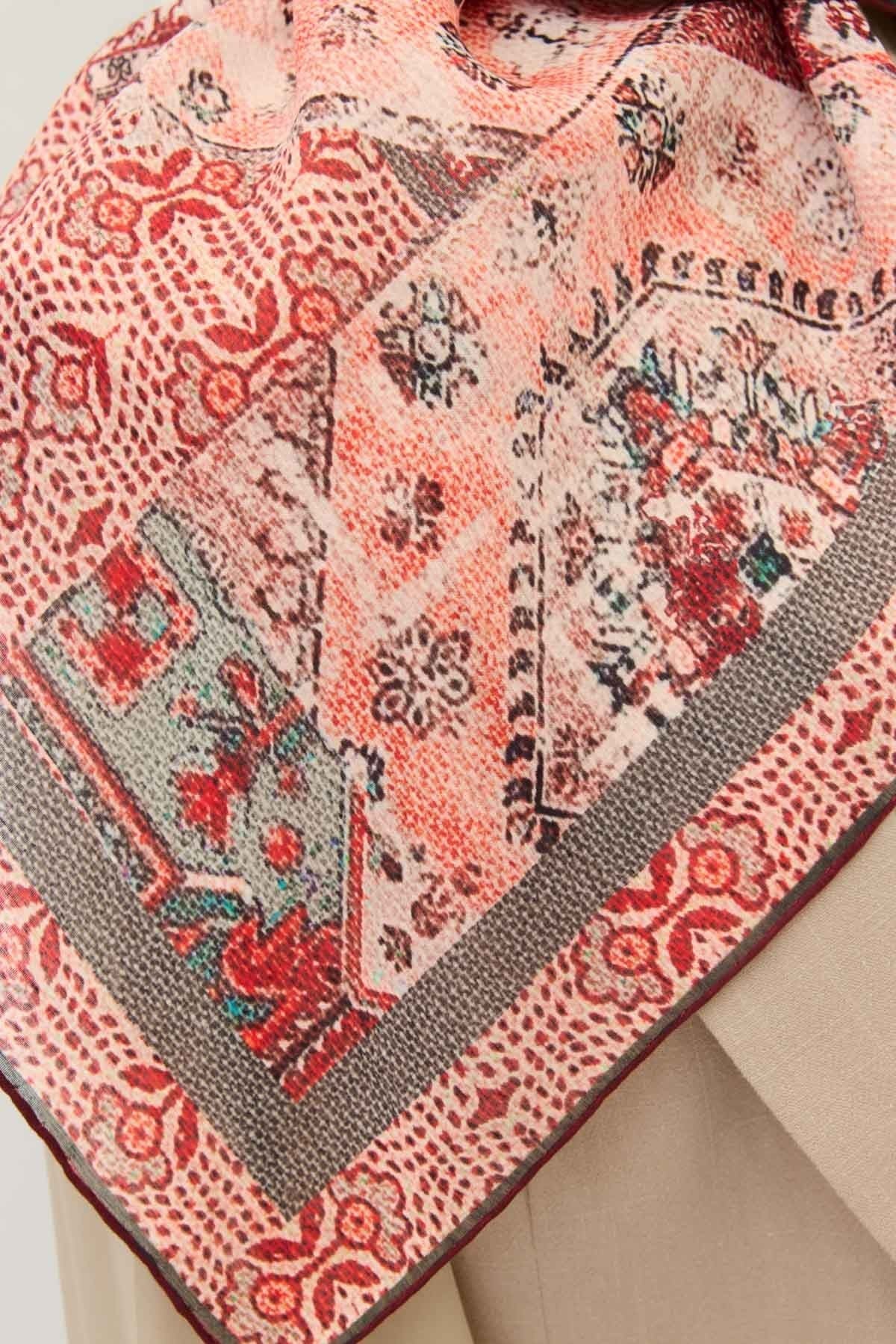Monare Eşarp Modern Koyu Kırmızı 90x90