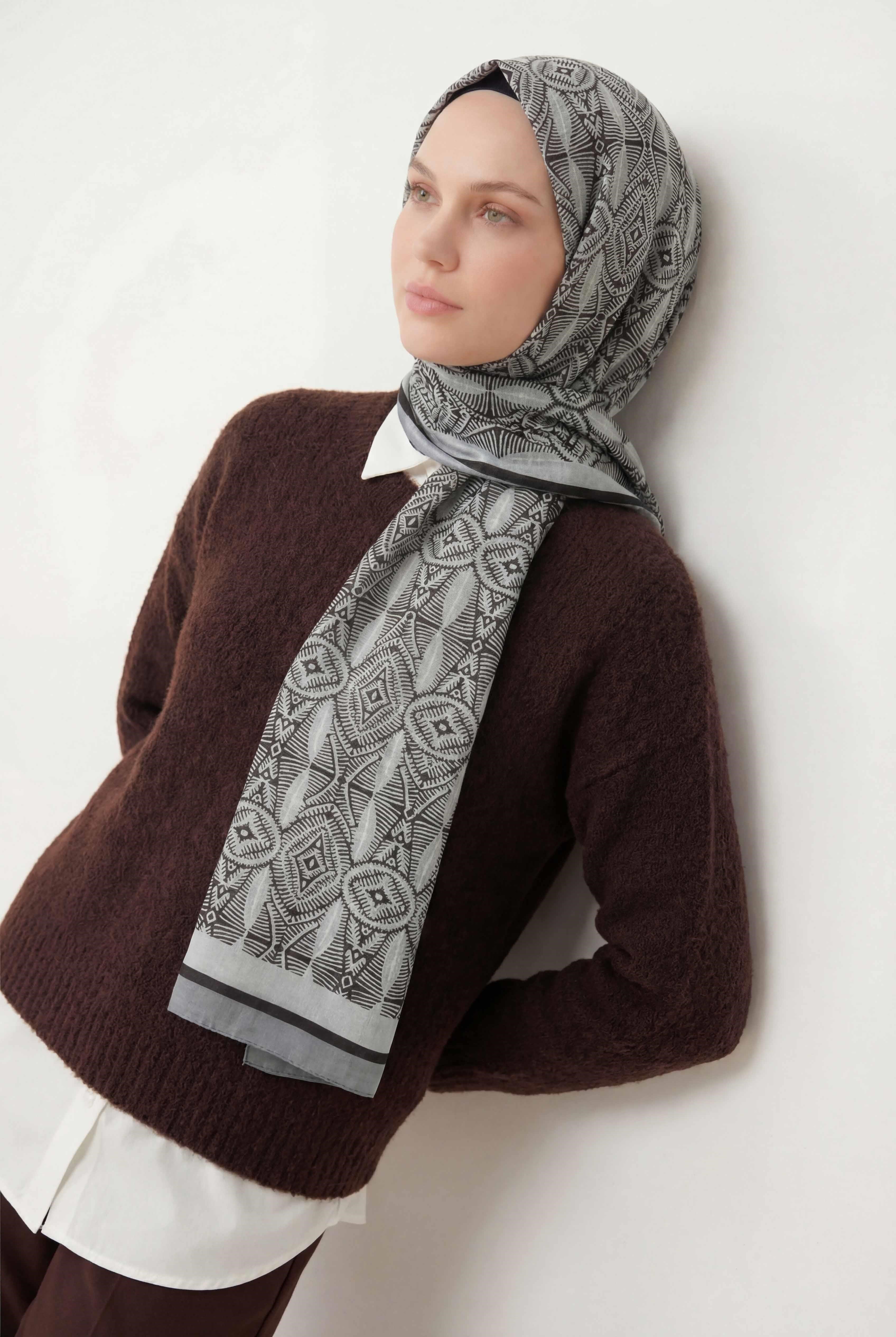 Nature Desen Buz Mavi 75X195 Soft Şal