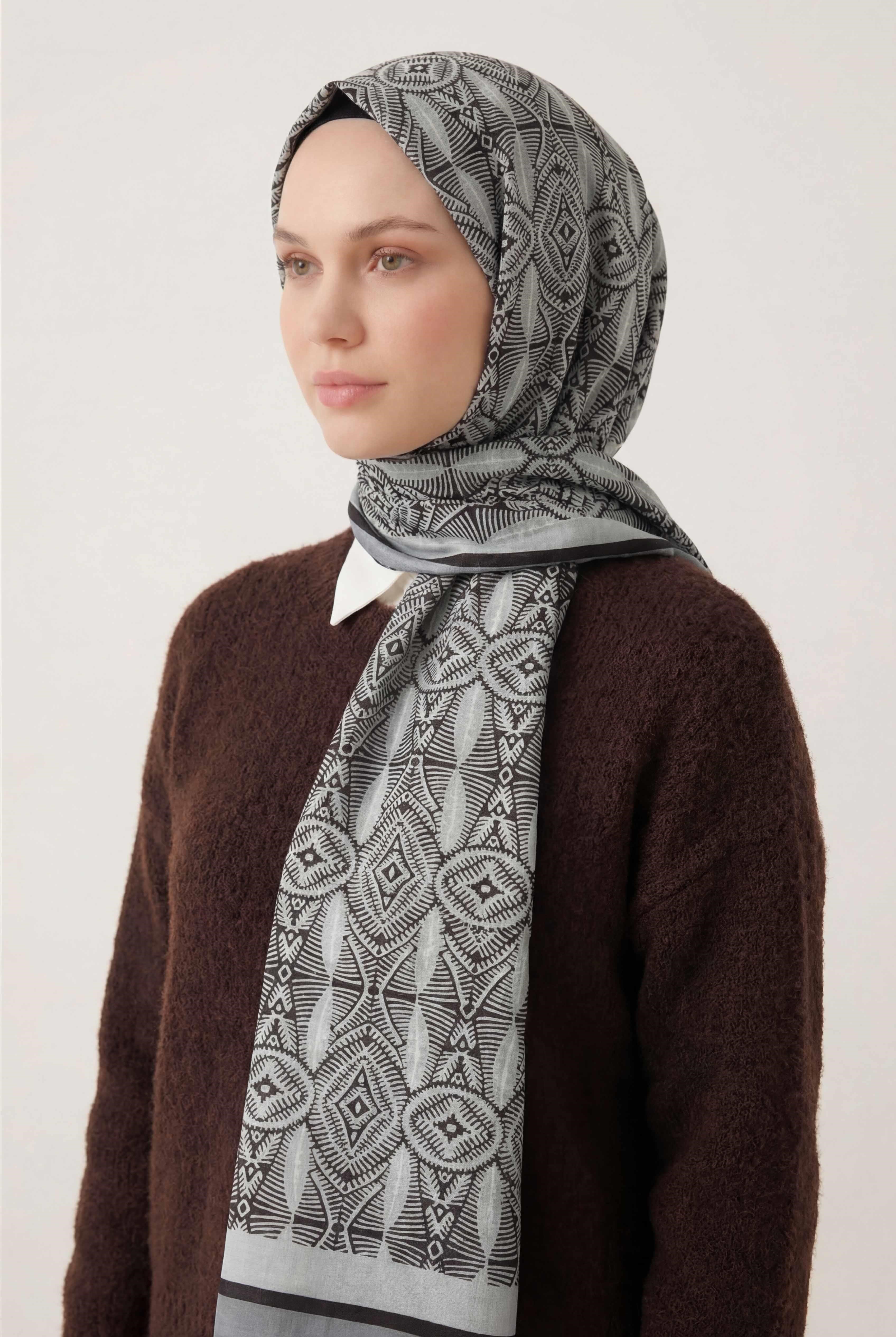 Nature Desen Buz Mavi 75X195 Soft Şal