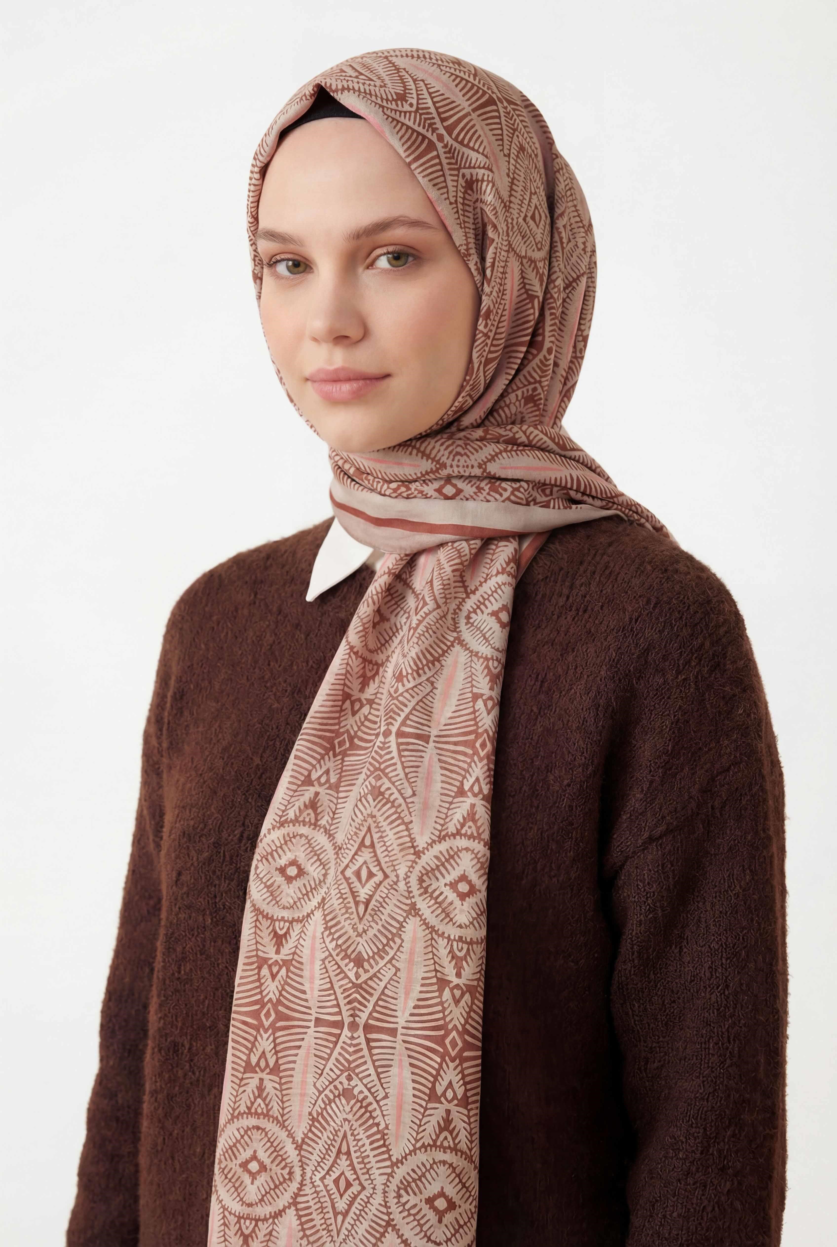 Nature Desen Pudra Pembe  75X195 Soft Şal