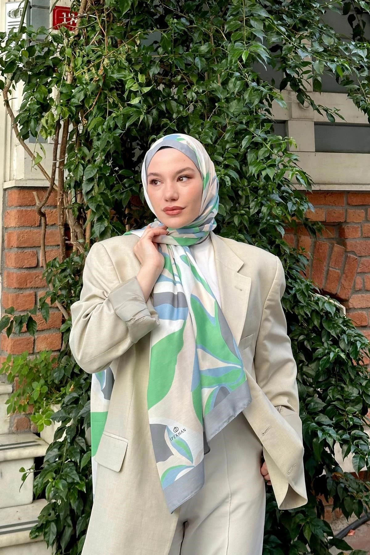 Nature Lilyum Soft Şal Yeşil Gri 3036-16
