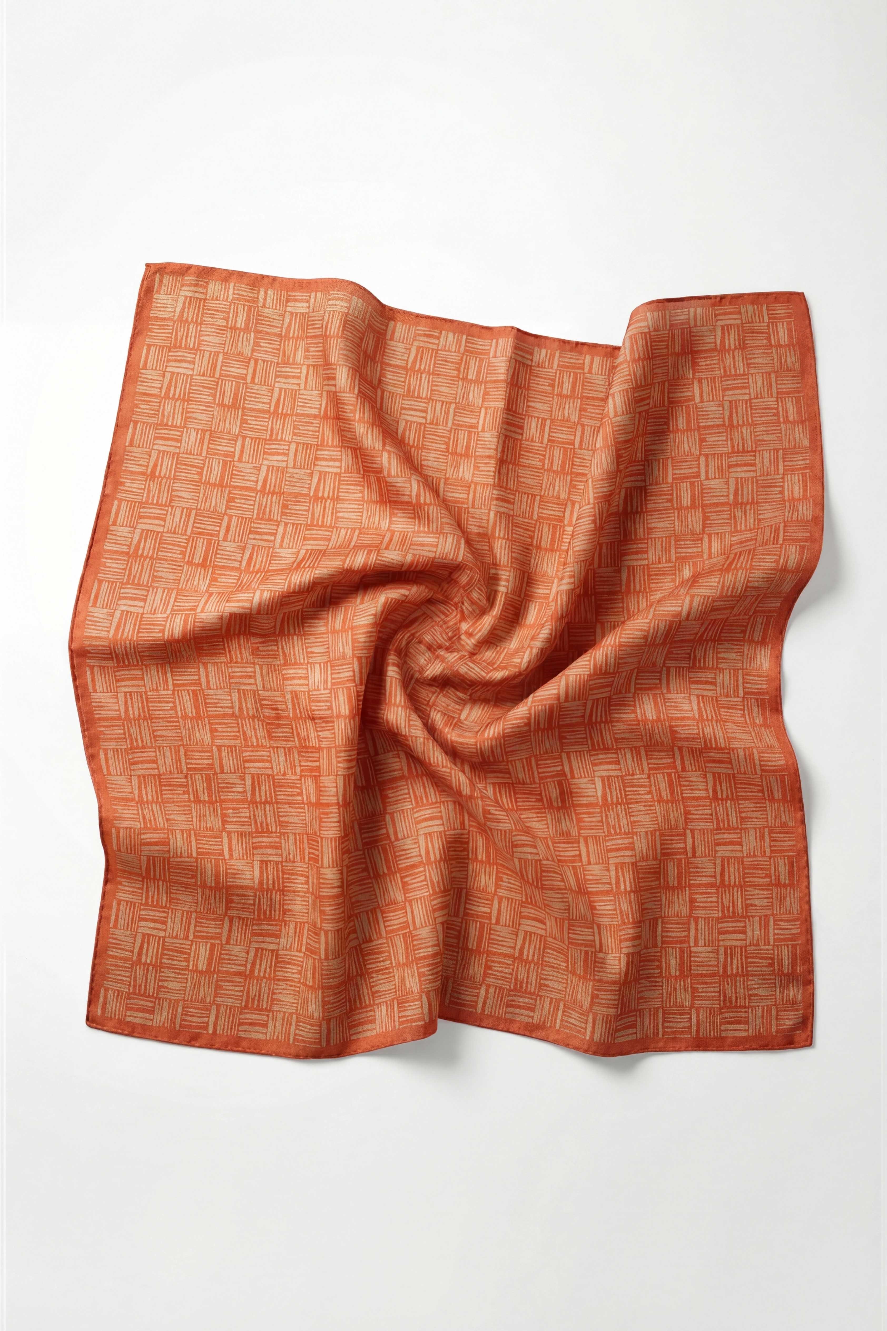 Pamuk Karışımlı Soft Eşarp Çizgi Desen Kiremit 90x90