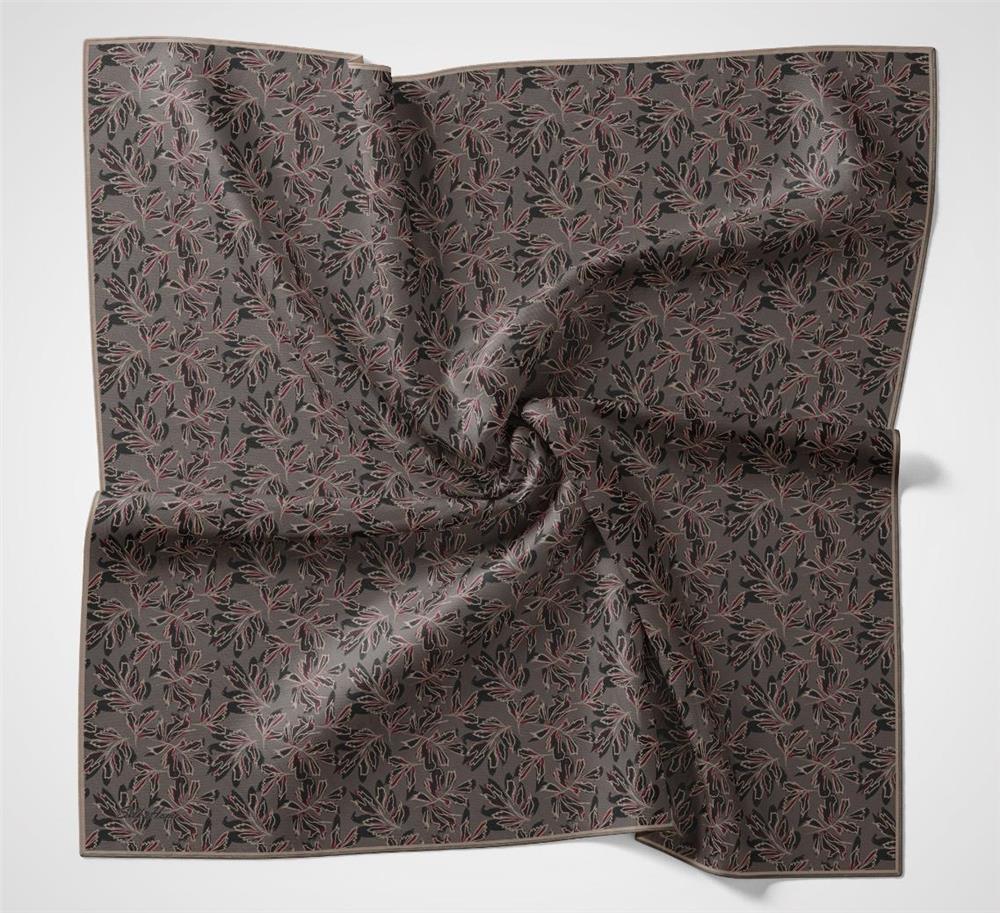 Pamuk Polyester Soft Eşarp Çiçek Desen Duman 90*90