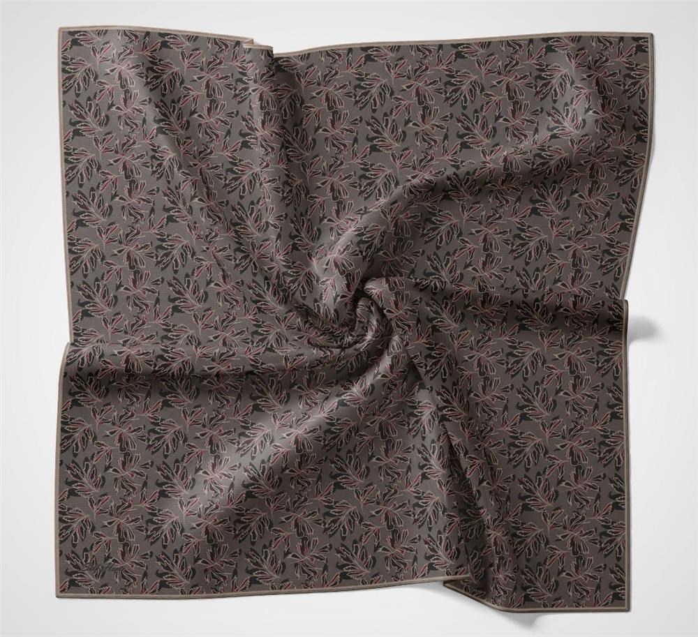Pamuk Polyester Soft Eşarp Duman Ton Çiçek Desenli Kaymaz Dokulu 90x90