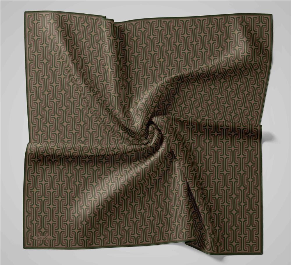 Pamuk Polyester Soft Eşarp Geometrik Desen Krem 90x90