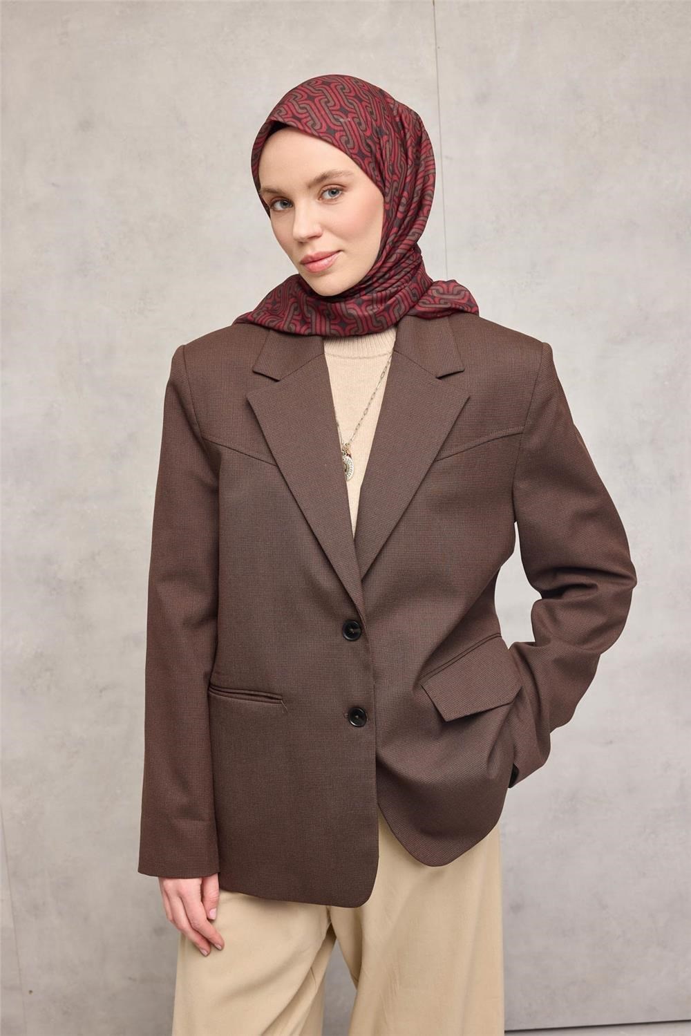 Pamuk Polyester Soft Eşarp Geometrik Desen Siyah 90x90