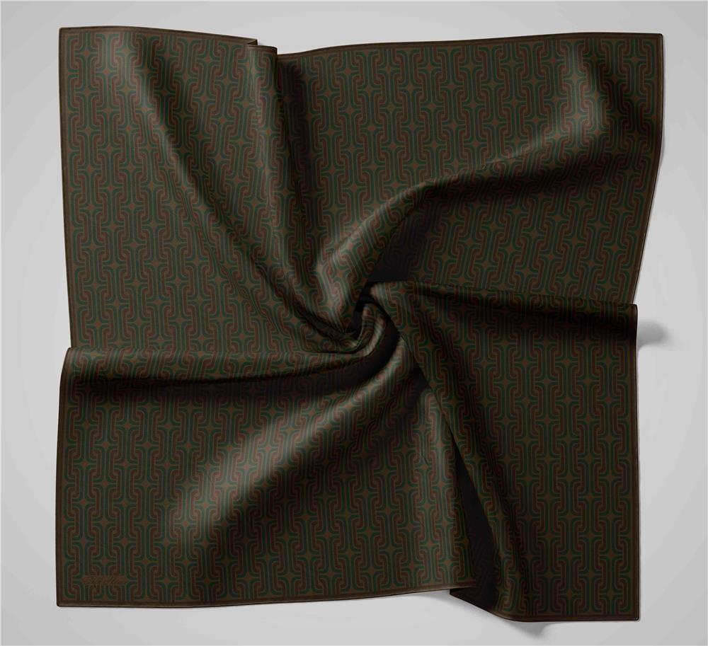 Pamuk Polyester Soft Eşarp Geometrik Desen Taba  90x90