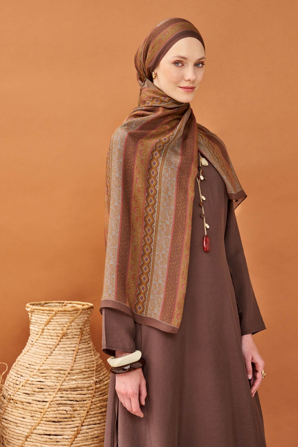 Riva Şal Tencel Ethnic Way Çikolata Kahve