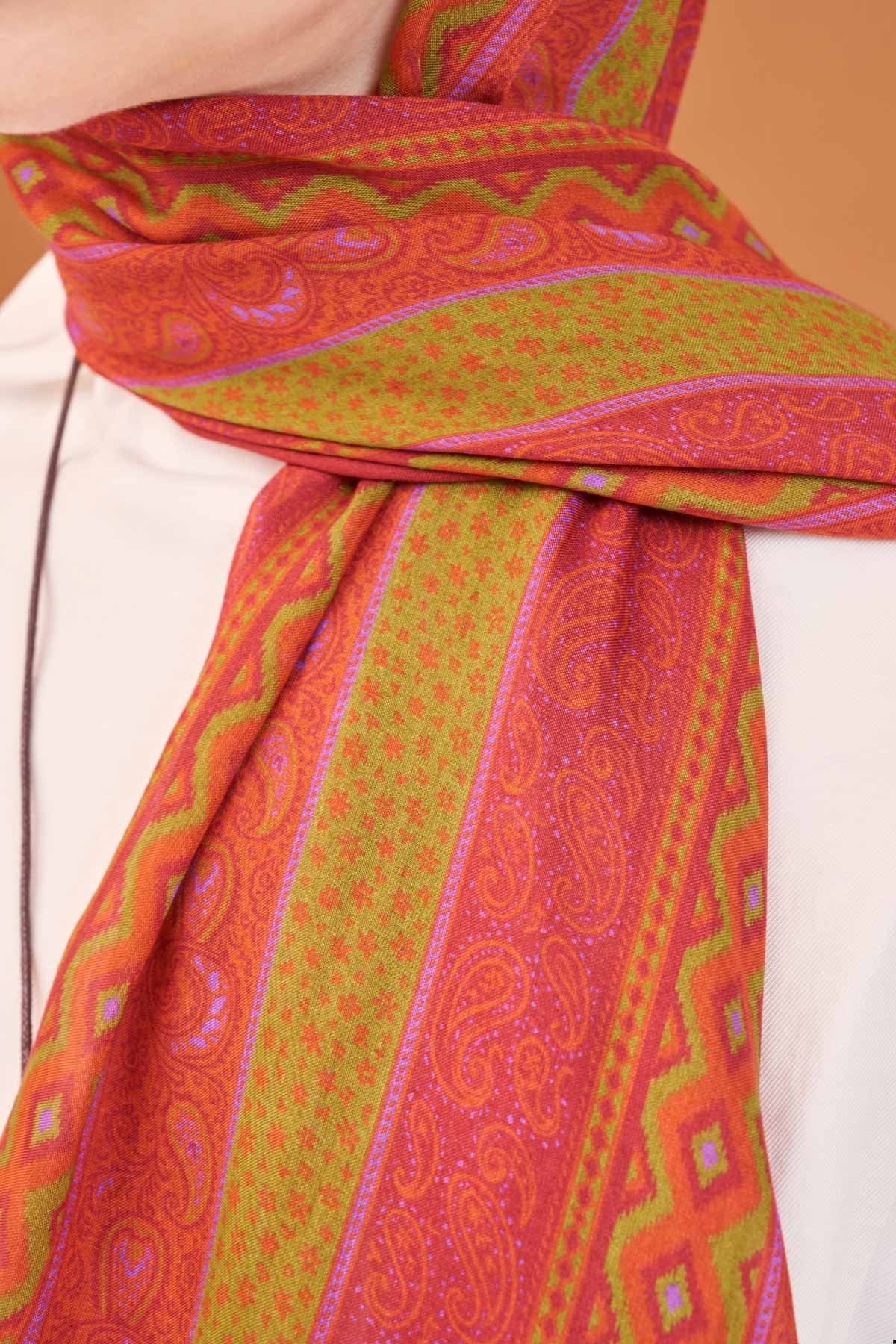 Riva Şal Tencel Ethnic Way Mercan
