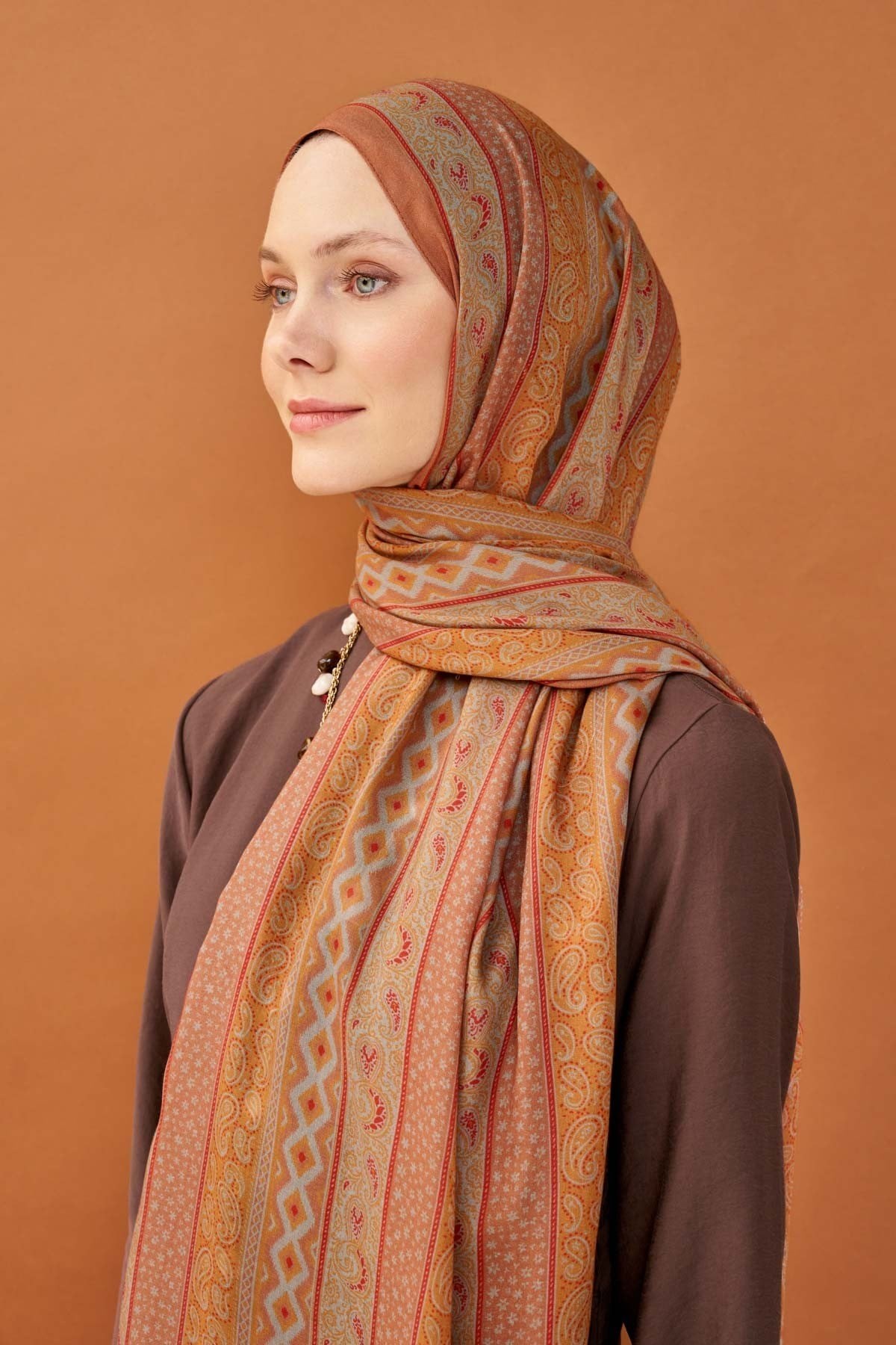 Riva Şal Tencel Ethnic Way Somon
