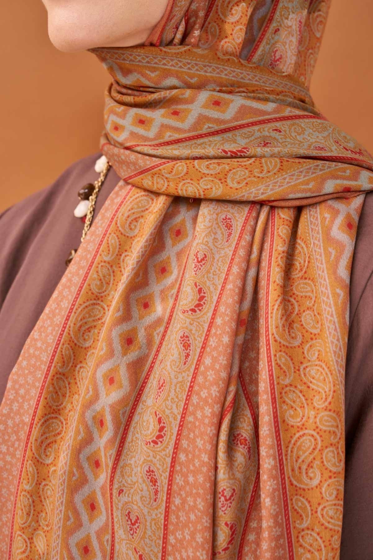 Riva Şal Tencel Ethnic Way Somon
