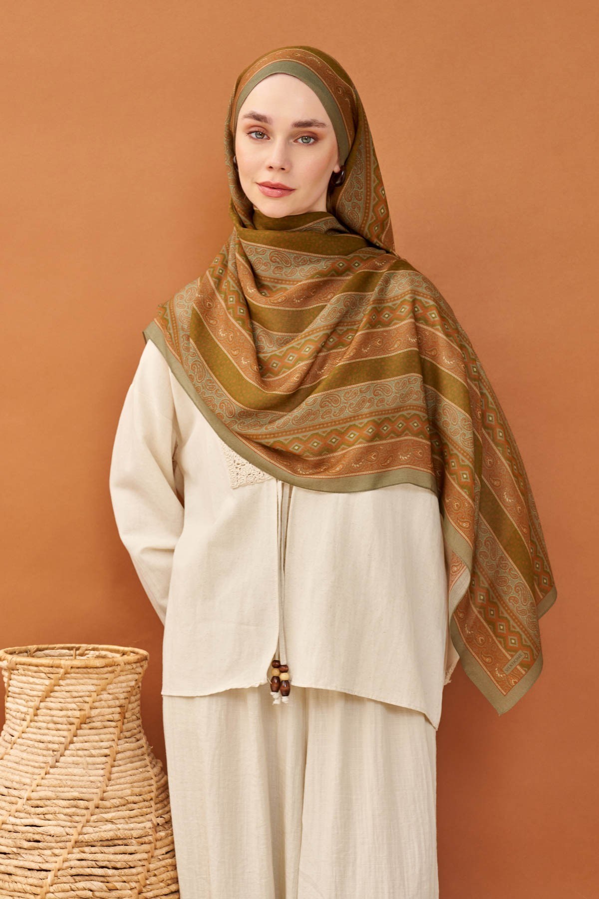 Riva Şal Tencel Ethnic Way Yeşil