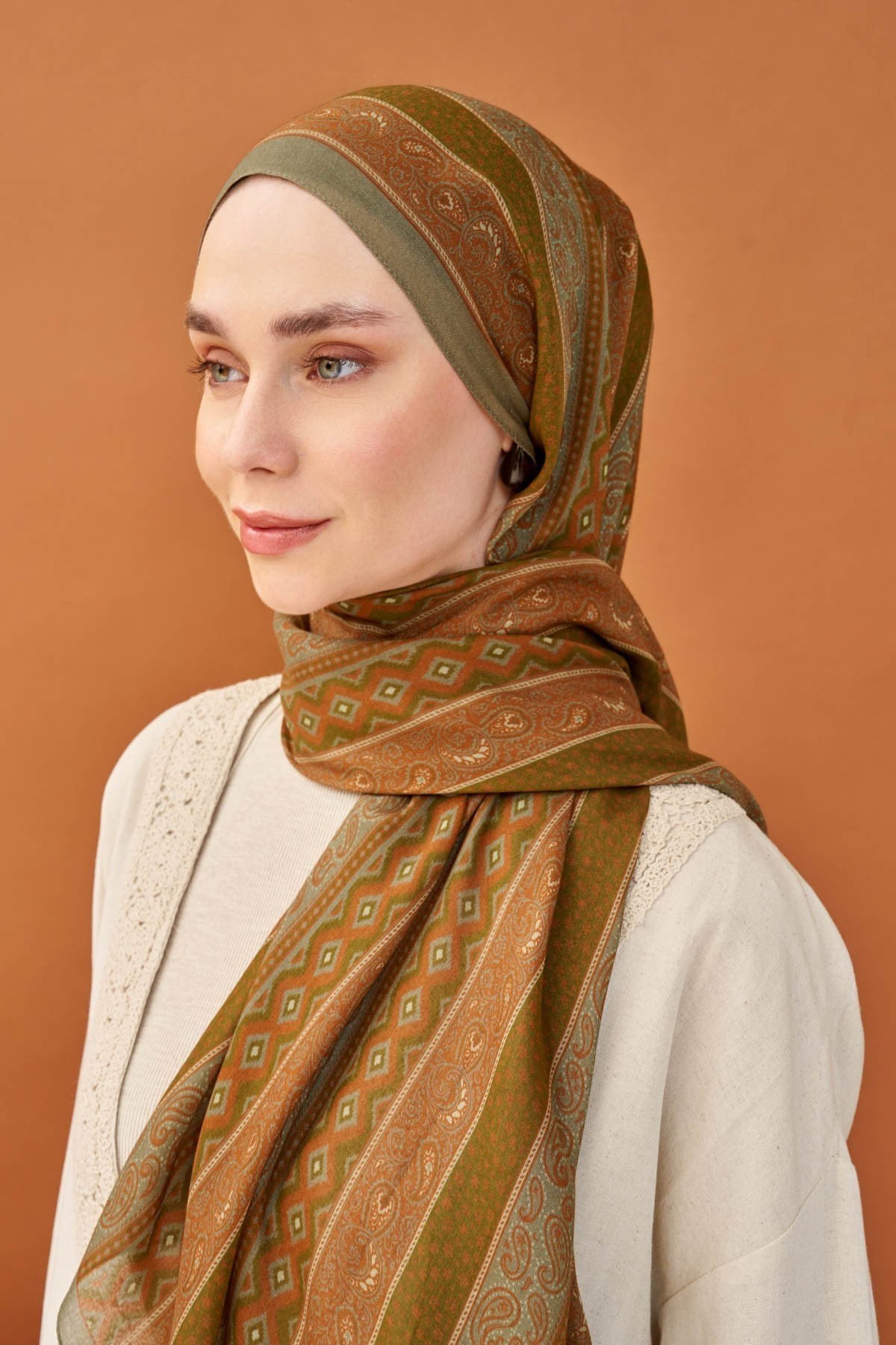 Riva Şal Tencel Ethnic Way Yeşil