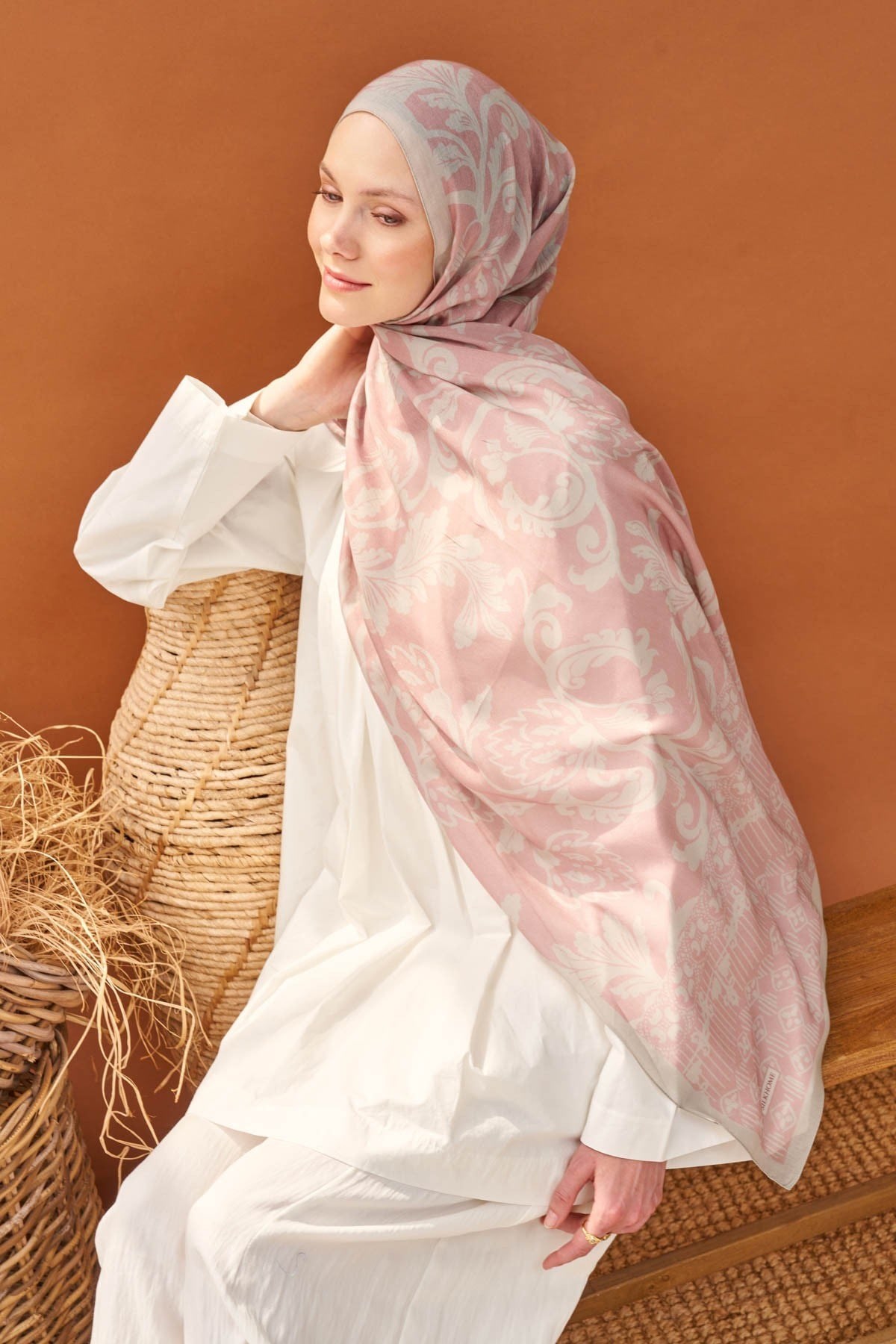 Riva Şal Tencel Floral Pembe