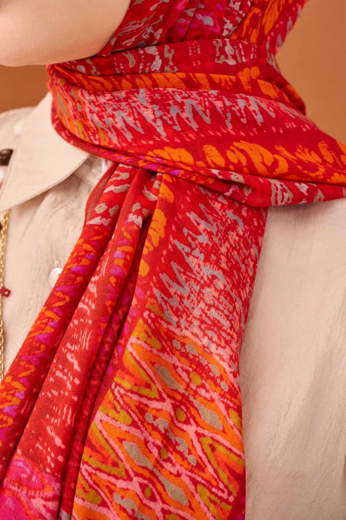 Riva Şal Tencel Terra Kırmızı