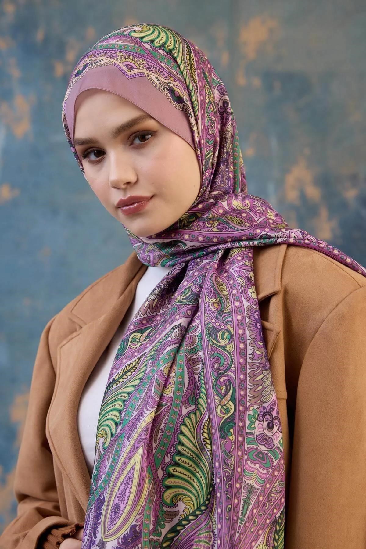 Şal Desen Vual Şal Pembe Vual İpek Şal - 9801-05