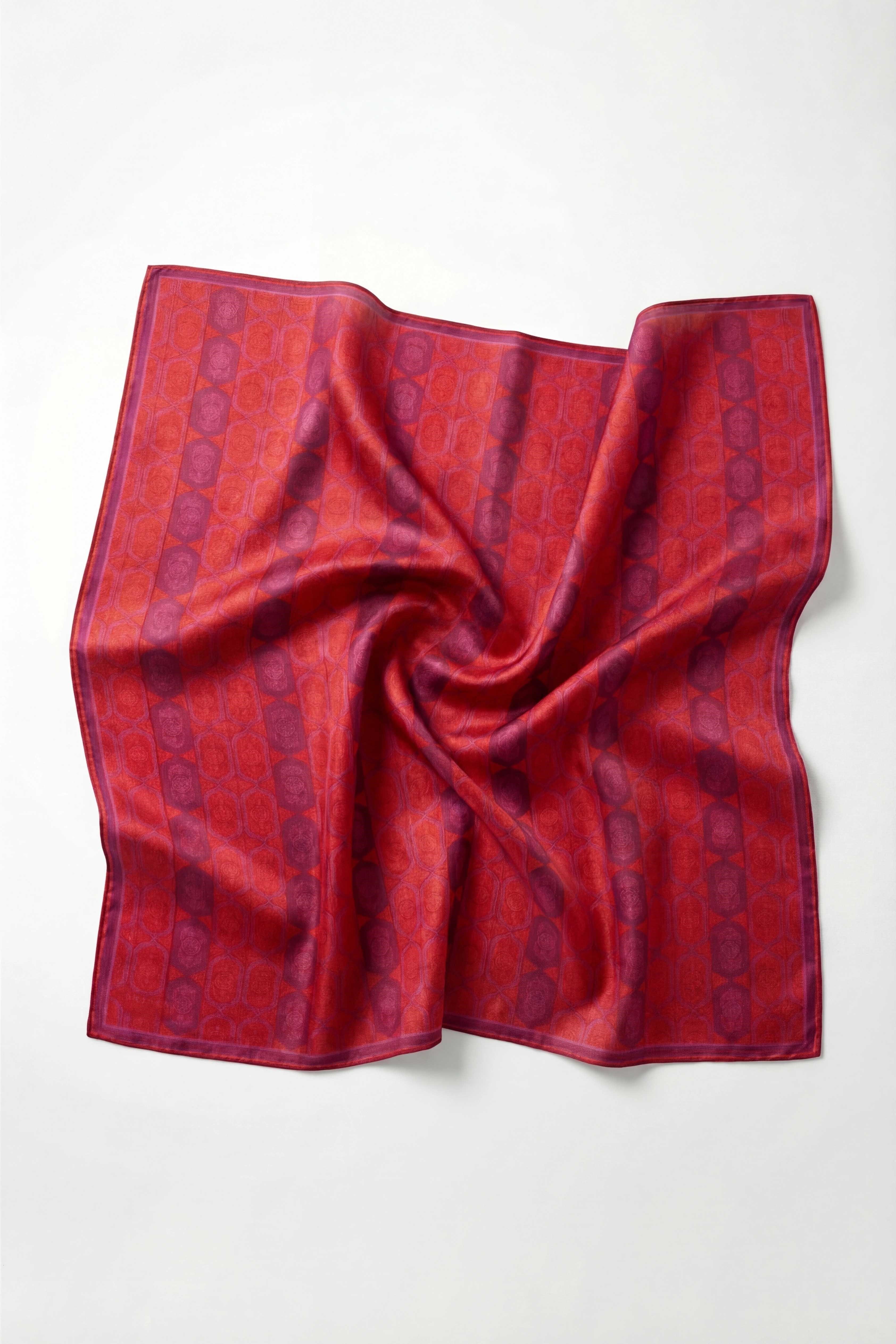 Pamuk Karışımlı Soft Eşarp Osmanlı Motif Desen Kırmızı 90x90